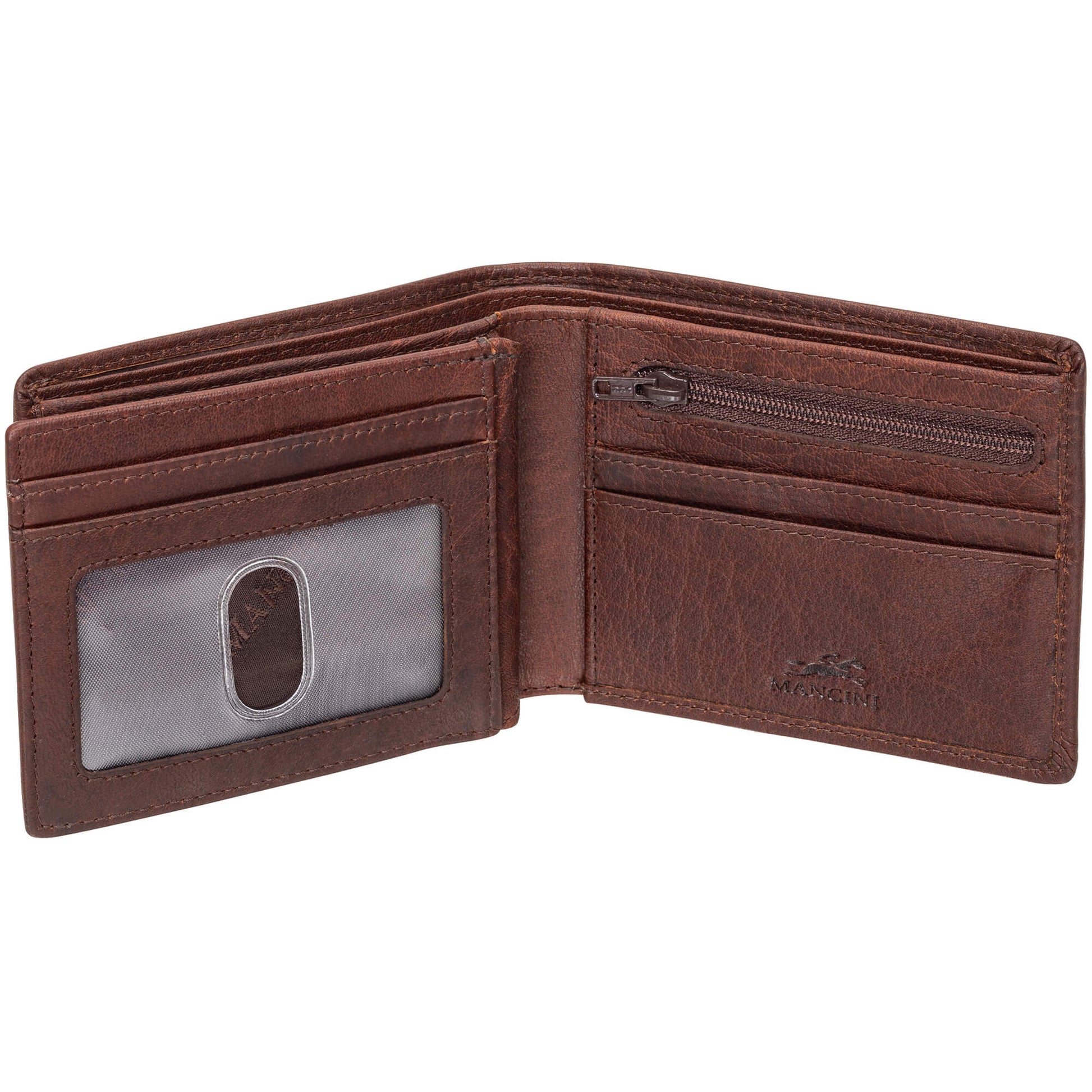 Mancini Wallets Mancini BUFFALO RFID Secure Center Wing Wallet with Coin Pocket