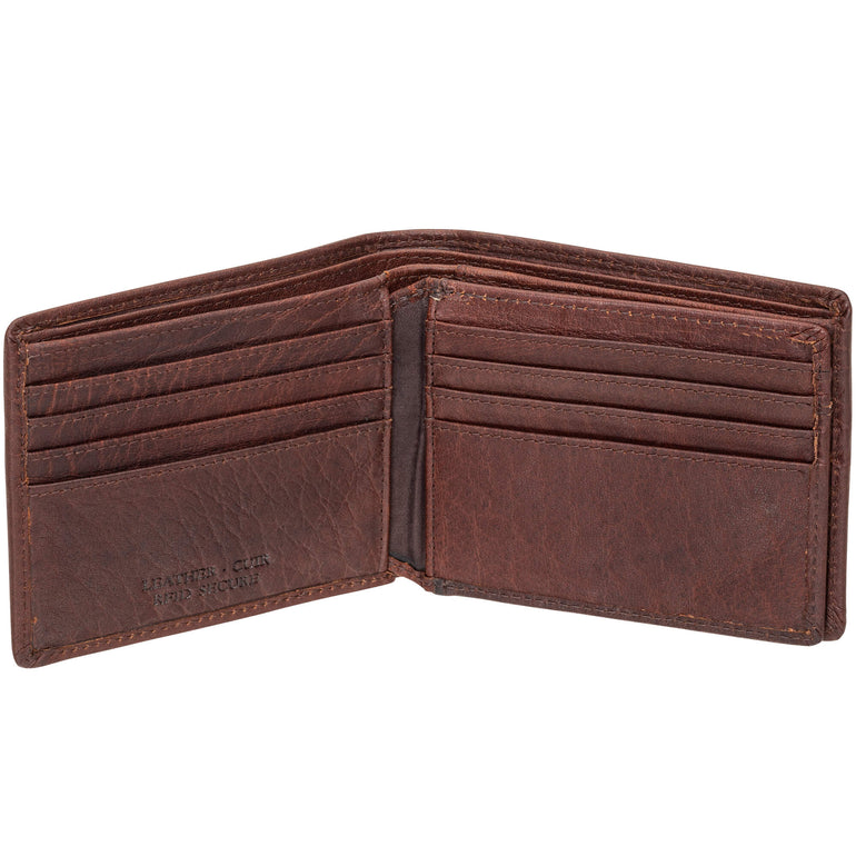 Mancini Wallets Mancini BUFFALO RFID Secure Center Wing Wallet with Coin Pocket
