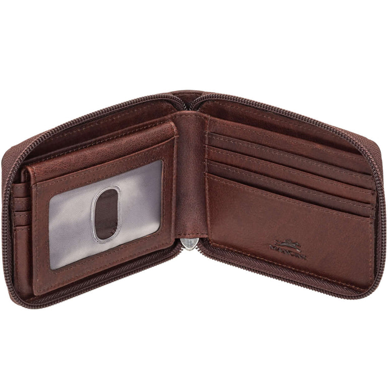 Mancini Wallets Mancini BUFFALO RFID Secure Zippered Billfold with Removable Passcase