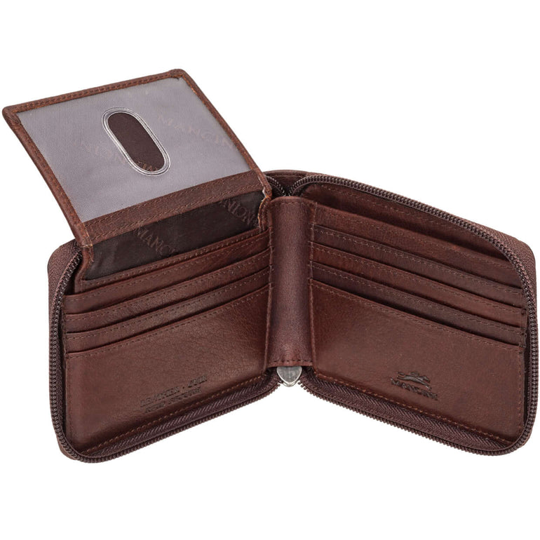 Mancini Wallets Mancini BUFFALO RFID Secure Zippered Billfold with Removable Passcase