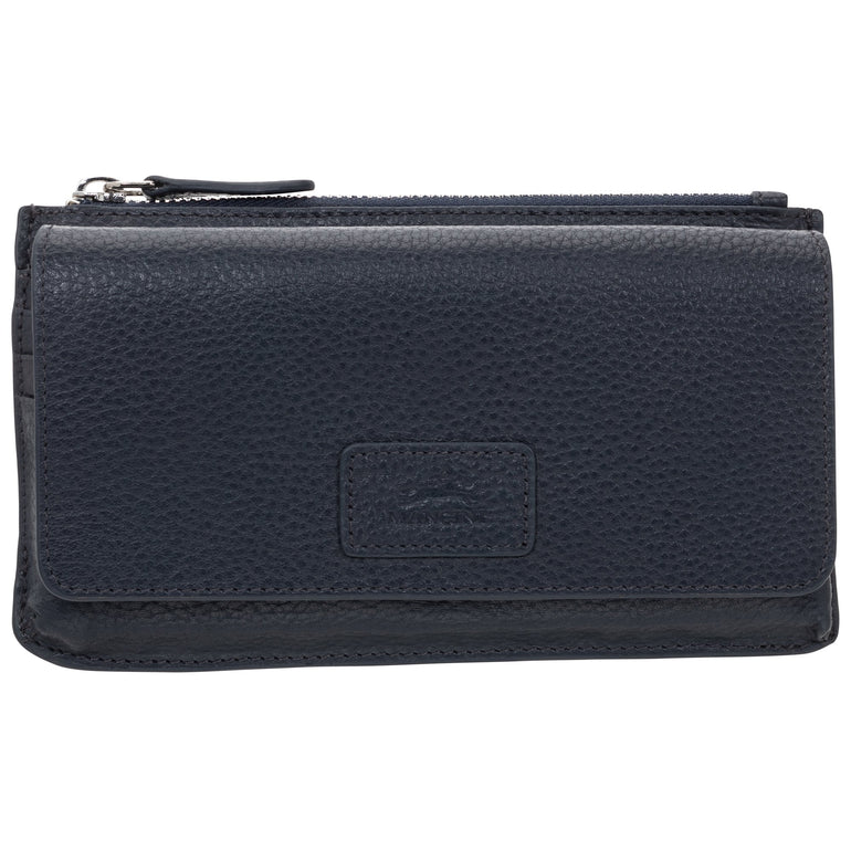 Mancini Wallets Navy Mancini Pebbled Ladies RFID Crossbody Wallet