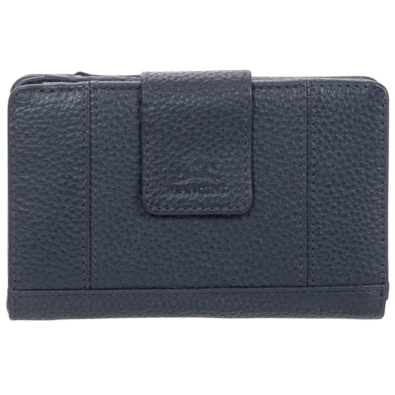 Mancini Wallets Navy Mancini Pebbled Ladies’ RFID Medium Clutch Wallet