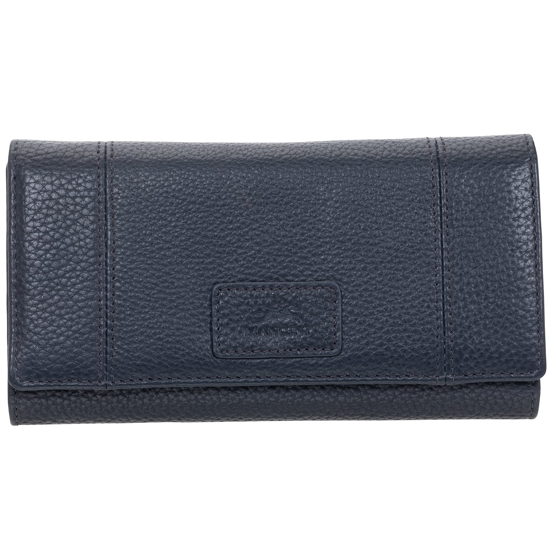 Mancini Wallets Navy Mancini Pebbled Ladies’ RFID Trifold Wallet