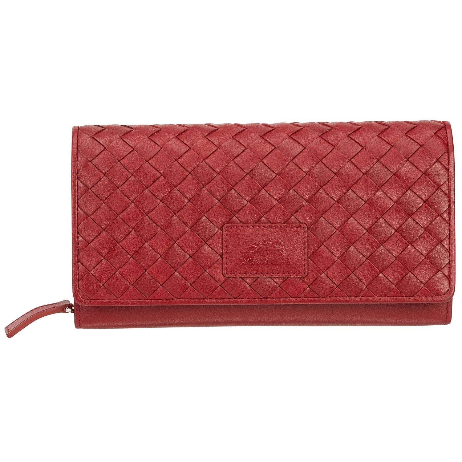 Mancini Wallets Red Mancini BASKET WEAVE RFID Secure Clutch Wallet