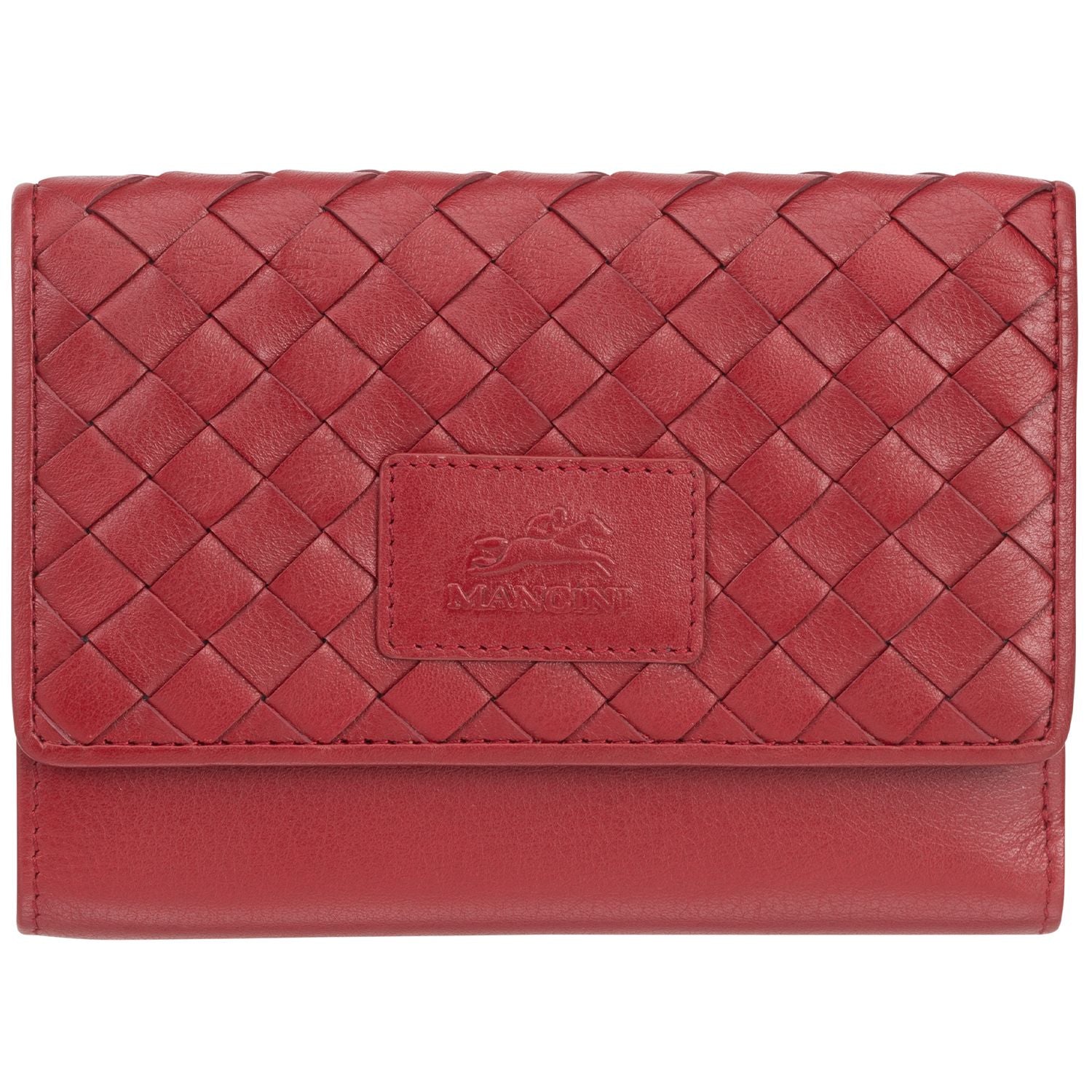Mancini Wallets Red Mancini BASKET WEAVE RFID Secure Medium Clutch Wallet