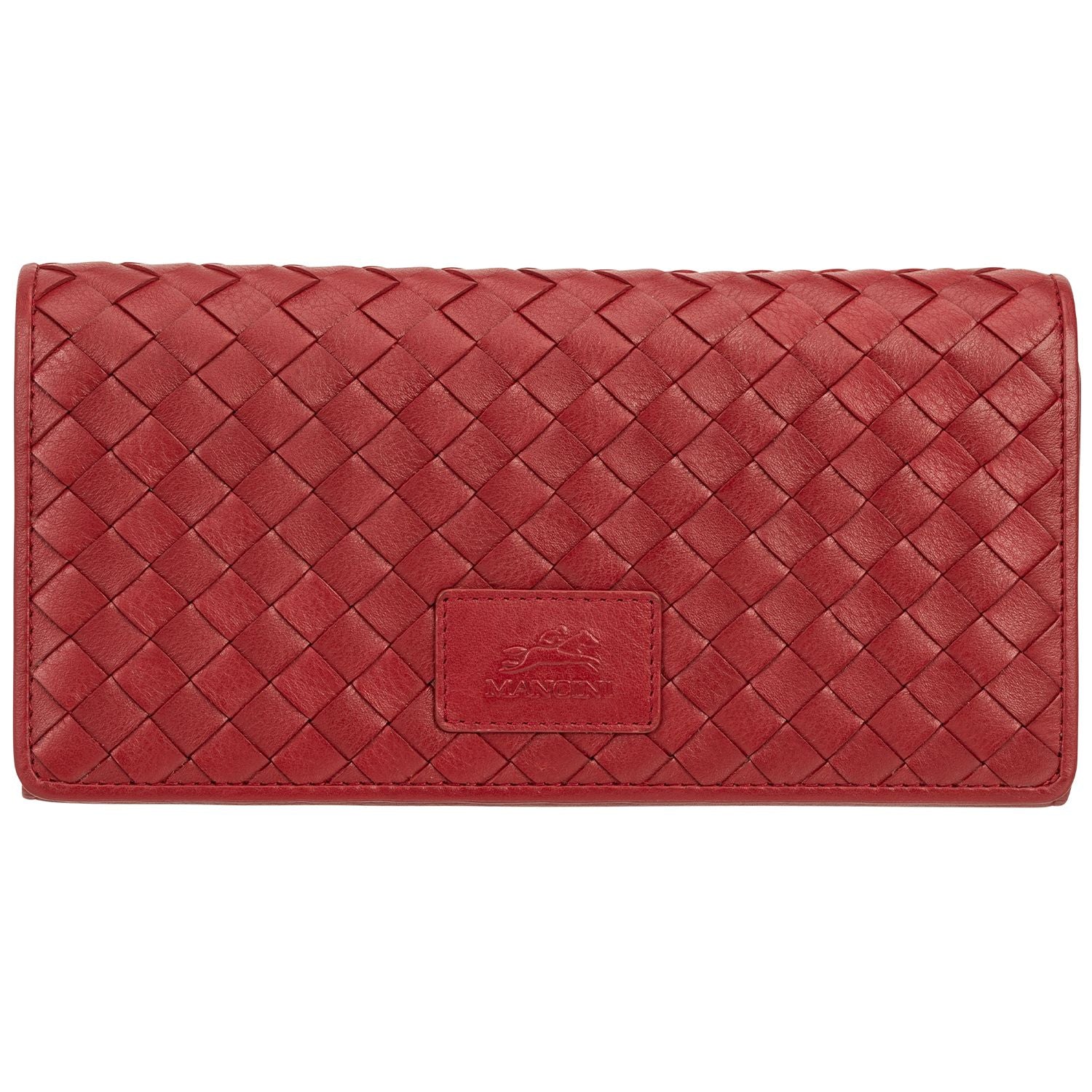 Mancini Wallets Red Mancini BASKET WEAVE RFID Secure Trifold Wallet