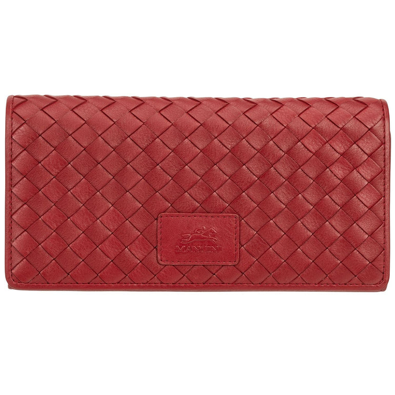Mancini Wallets Red Mancini BASKET WEAVE RFID Secure Trifold Wallet