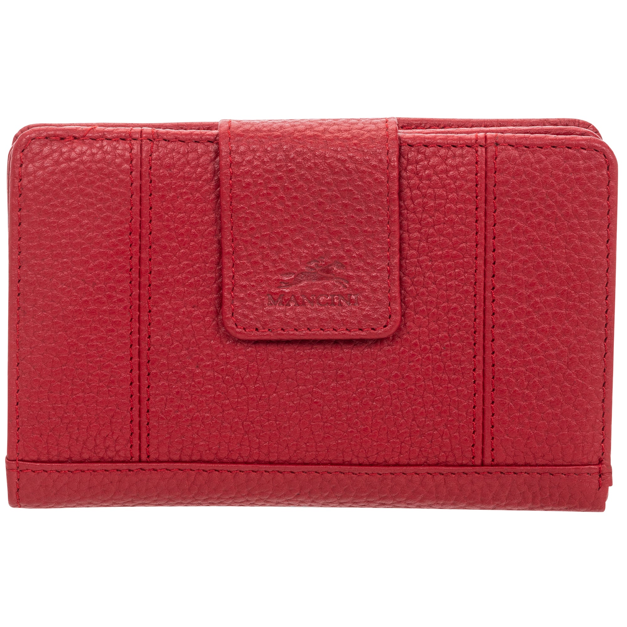 Mancini Wallets Red Mancini Pebbled Ladies’ RFID Medium Clutch Wallet