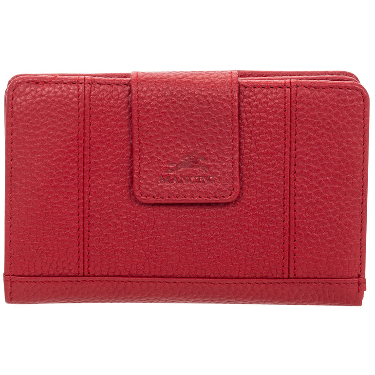 Mancini Wallets Red Mancini Pebbled Ladies’ RFID Medium Clutch Wallet
