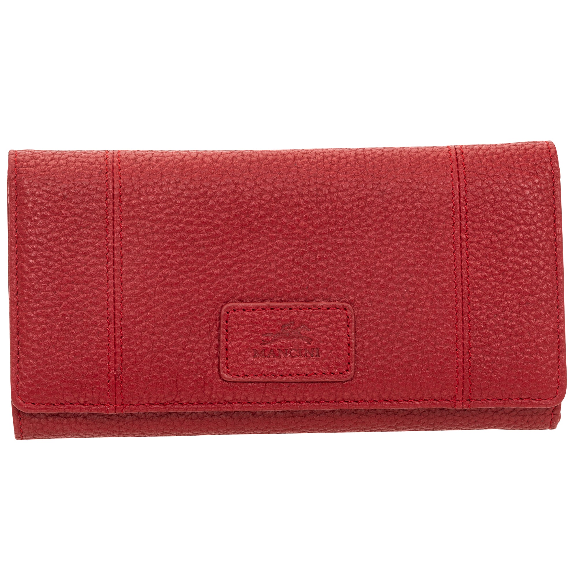 Mancini Wallets Red Mancini Pebbled Ladies’ RFID Trifold Wallet