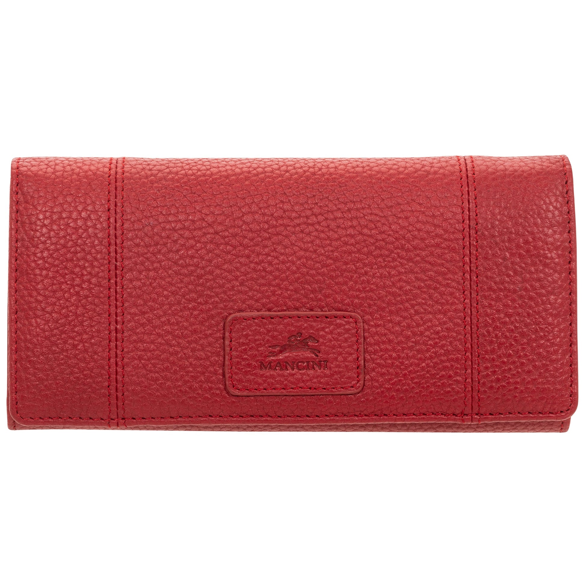 Mancini Wallets Red Mancini Pebbled Ladies' RFID Trifold Wallet
