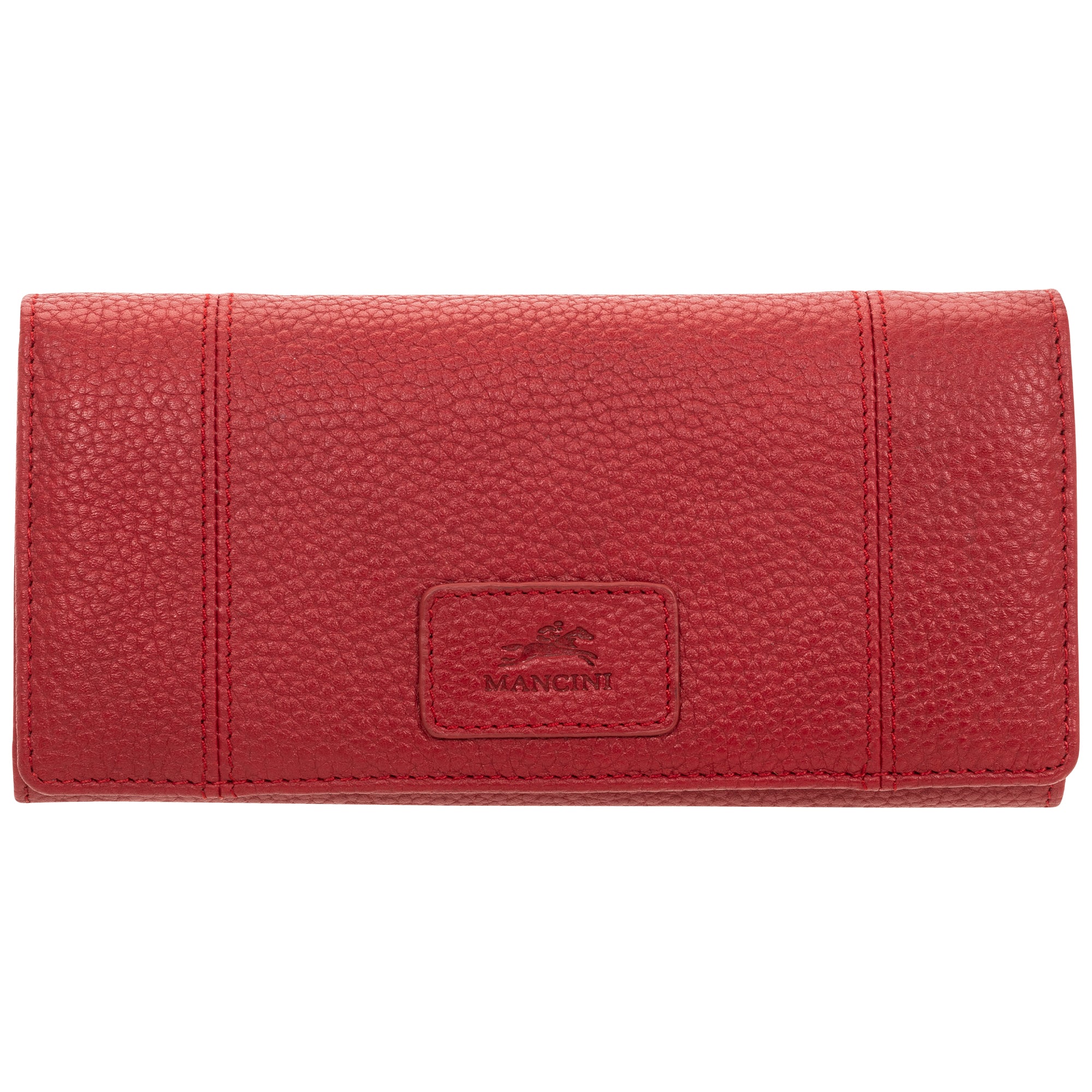 Mancini Wallets Red Mancini Pebbled Ladies' RFID Trifold Wallet