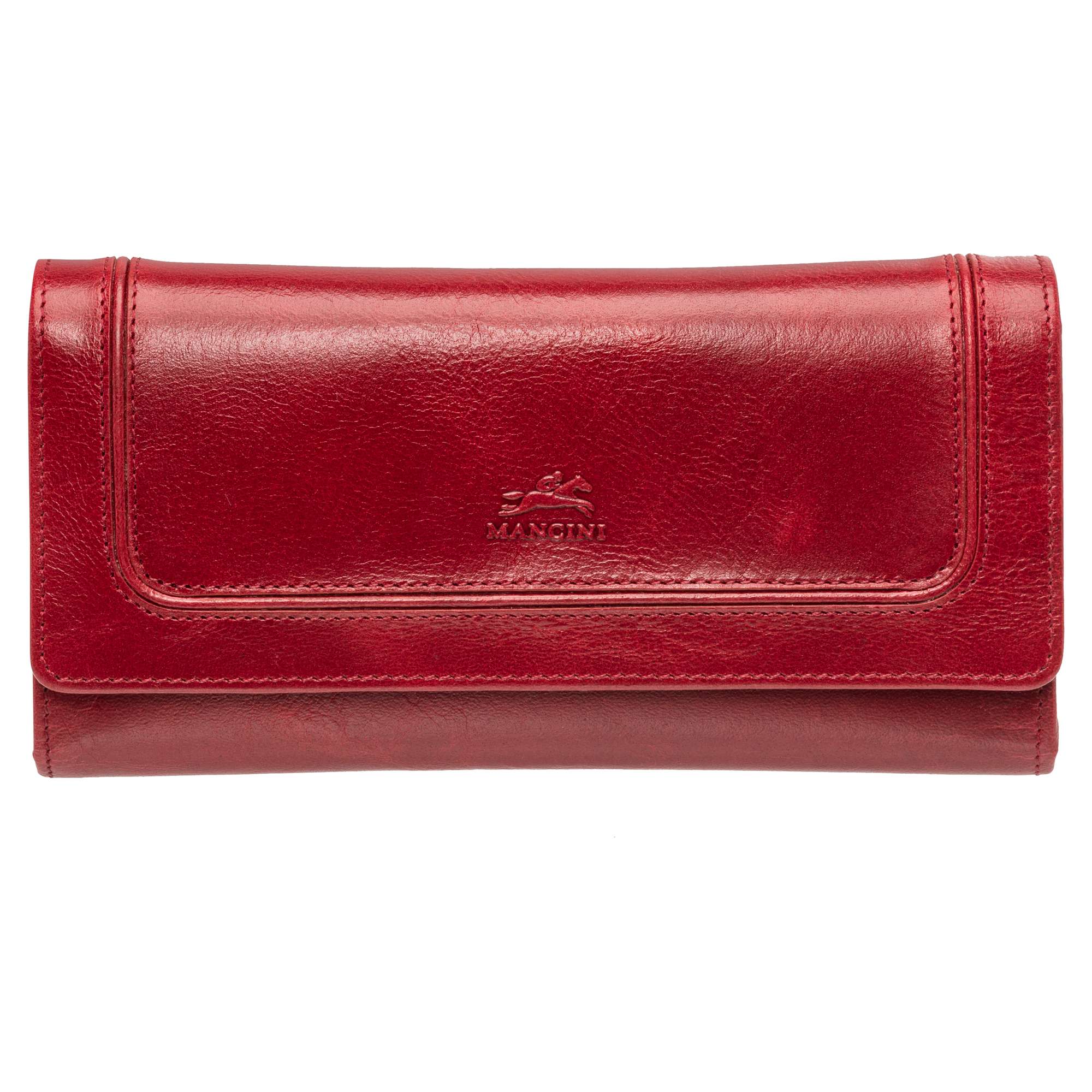 Mancini Wallets Red Mancini South Beach RFID Secure Quadruple Fold Wallet