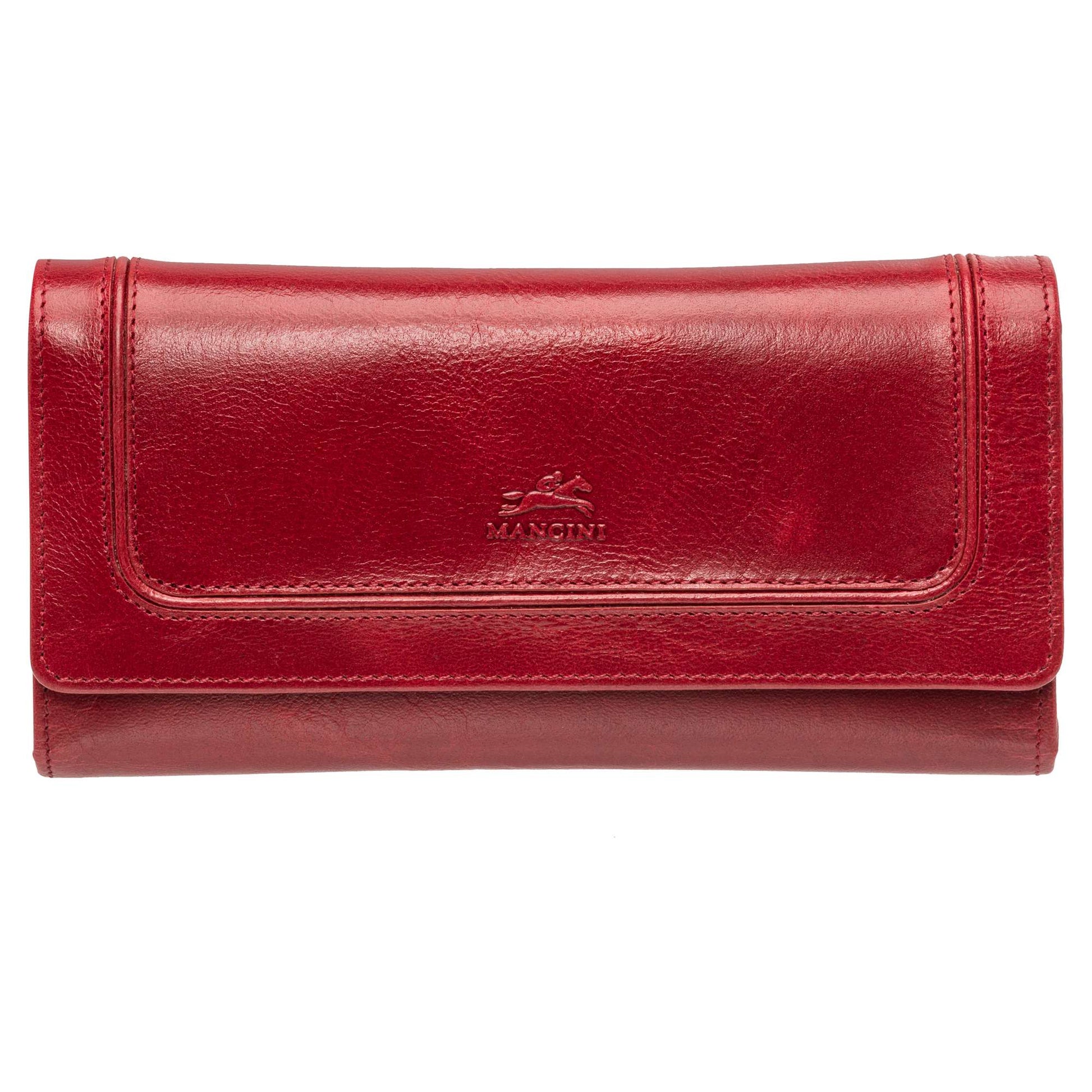 Mancini Wallets Red Mancini South Beach RFID Secure Quadruple Fold Wallet