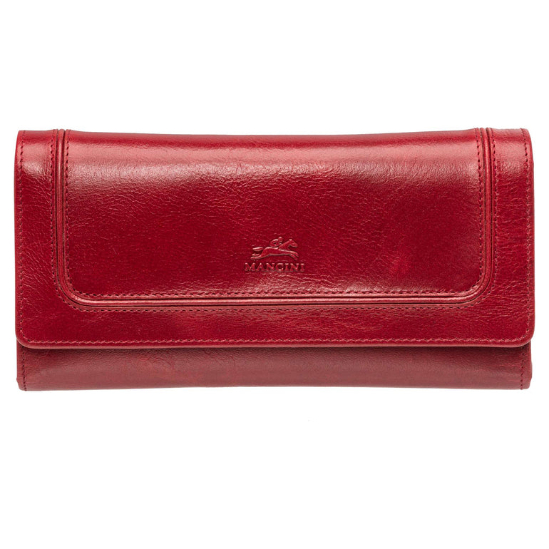 Mancini Wallets Red Mancini South Beach RFID Secure Quadruple Fold Wallet