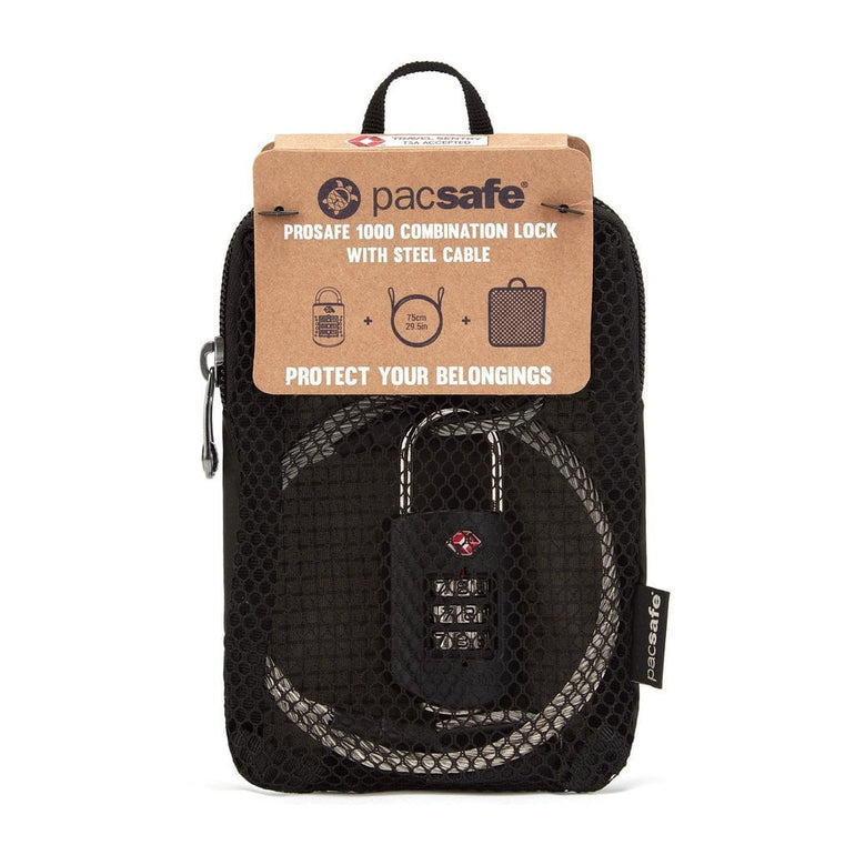 Pacsafe Locks Black Pacsafe Prosafe 1000 Comination Lock With Steel Cable