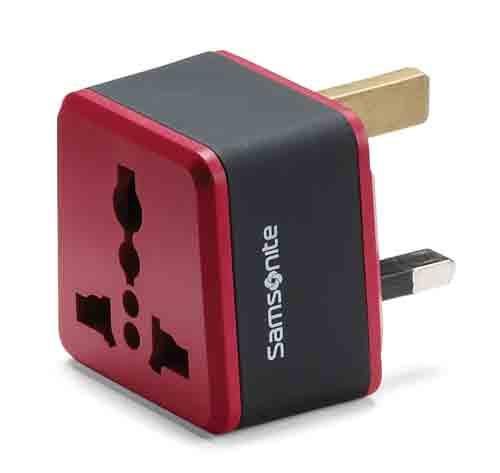 Samsonite Adapter Black/Red Samsonite Grounded Adapter Plug - United Kingdom, Ireland, Hong Kong & Singapore