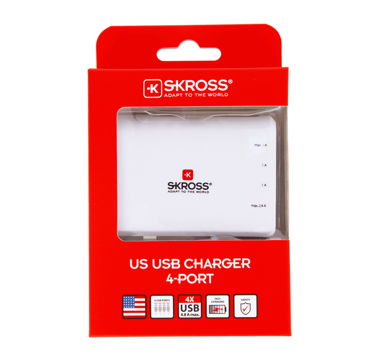SKROSS Travel Accessories White SKROSS US USB Charger – 4-Port