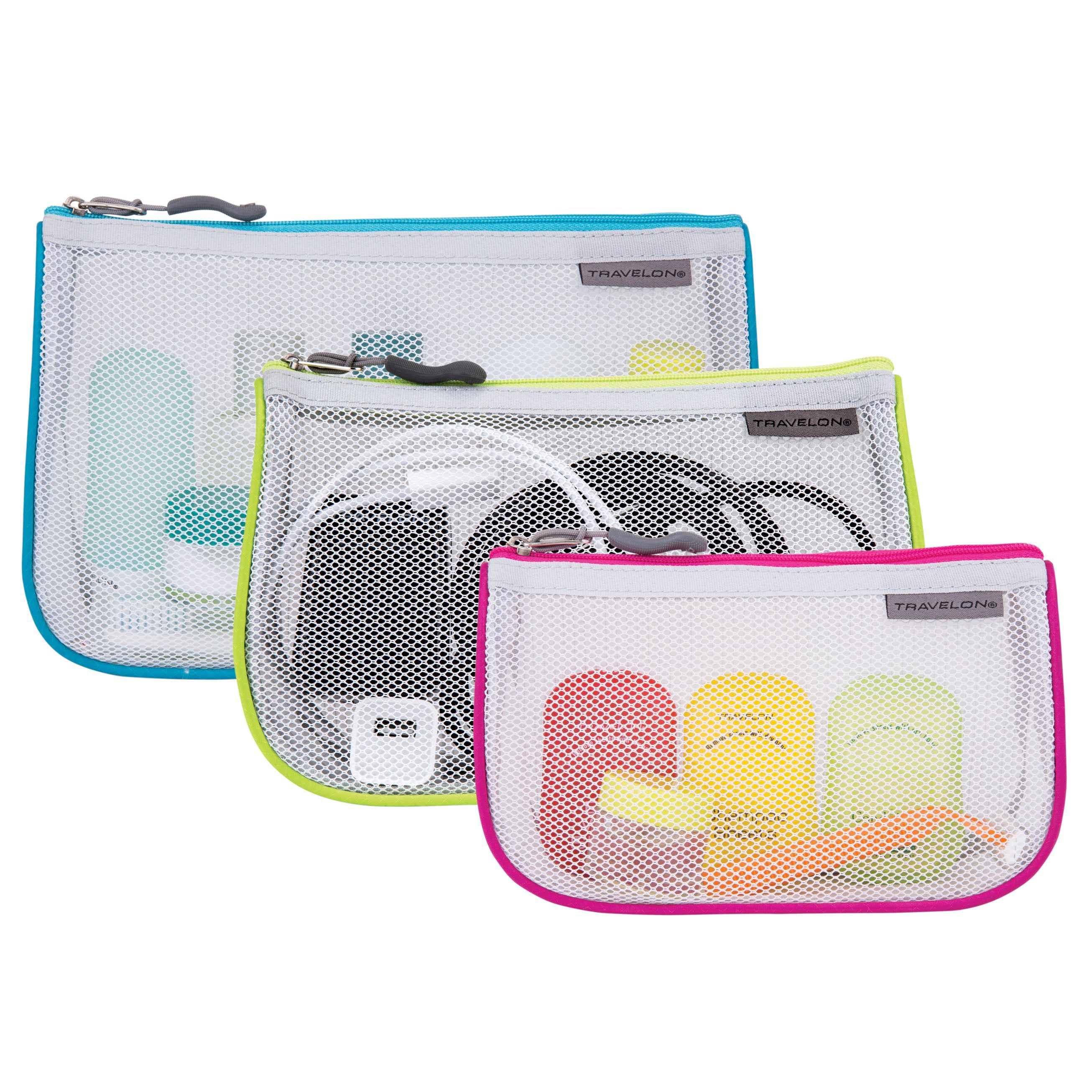 Travelon Travel Accessories Brights Travelon Set of 3 Assorted Piped Pouches