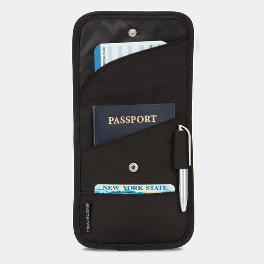 Travelon Wallets & Money Clips Black Travelon ID and Boarding Pass Holder w/Snap Closure